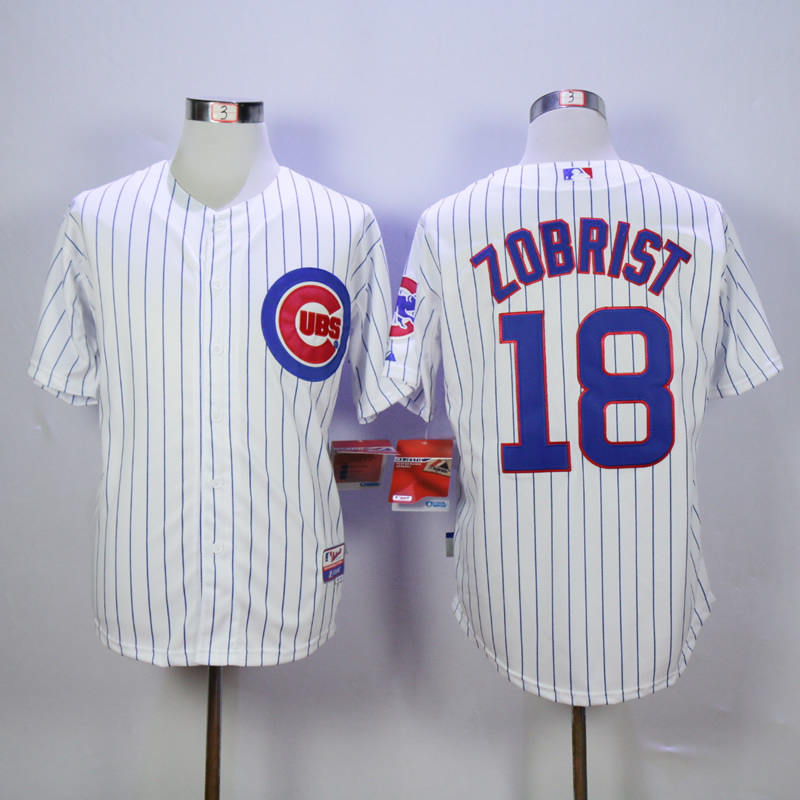 Men Chicago Cubs #18 Zobrist White MLB Jerseys